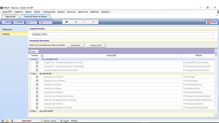 acesso ao sistema pet shop